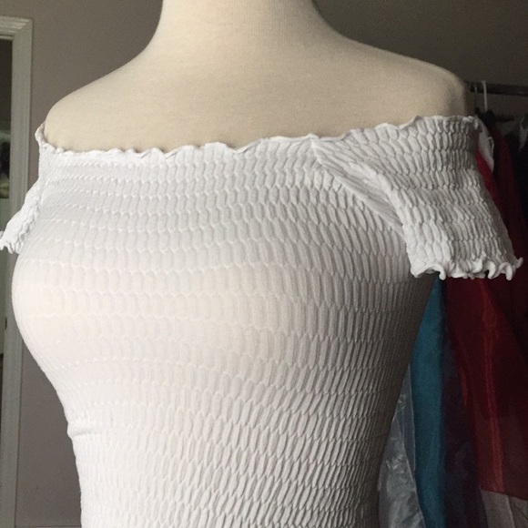 Fashion Nova Tops - White Ribbed Off the Shoulder Top